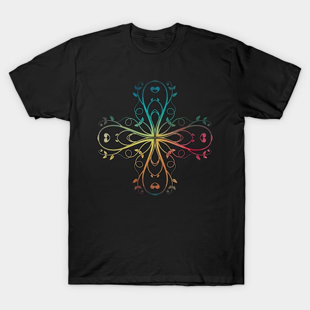 Rainbow abstract flower design 11 T-Shirt by AdiDsgn